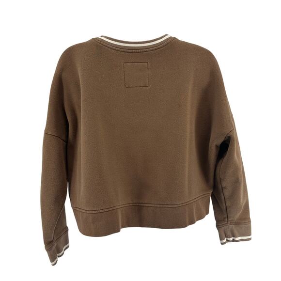 Madewell MWL Cropped Sweatshirt WMNS S Tan Foundational Fleece Pullover Boxy Fit - Picture 5 of 10